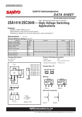 2SA1419S-TD-H Datasheet PDF SANYO -> Panasonic