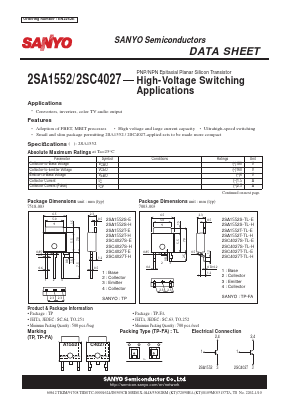 2SC4027S-H Datasheet PDF SANYO -> Panasonic