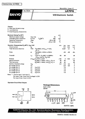 LA7016 Datasheet PDF SANYO -> Panasonic