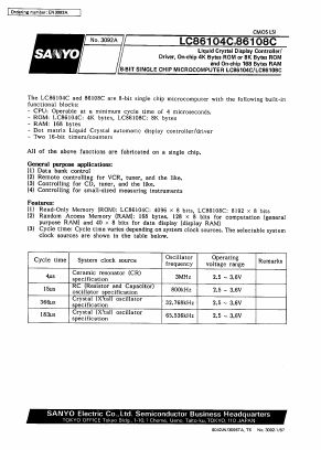 LC86104C Datasheet PDF SANYO -> Panasonic