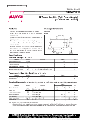 STK4038II Datasheet PDF SANYO -> Panasonic