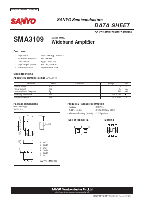 SMA3109 Datasheet PDF SANYO -> Panasonic