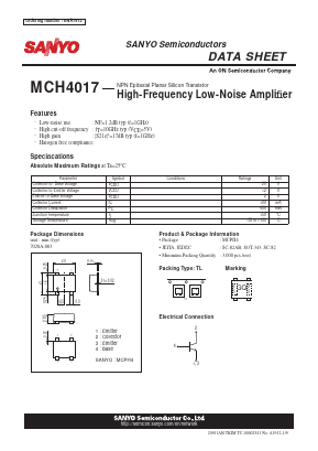 MCH4017 Datasheet PDF SANYO -> Panasonic