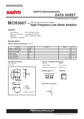 MCH3007 Datasheet PDF SANYO -> Panasonic
