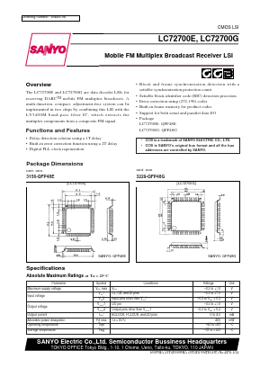 LC72700E Datasheet PDF SANYO -> Panasonic