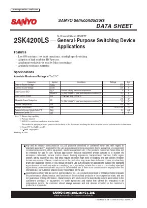 2SK4200LS Datasheet PDF SANYO -> Panasonic