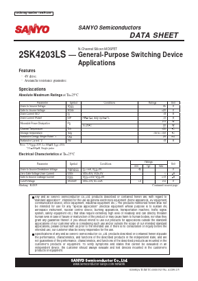 2SK4203LS Datasheet PDF SANYO -> Panasonic