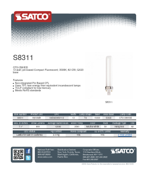 S8311 Datasheet PDF Satco Products, Inc.