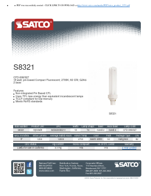 S8321 Datasheet PDF Satco Products, Inc.