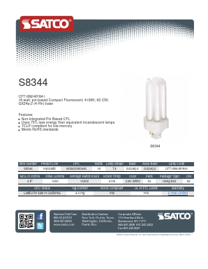 S8344 Datasheet PDF Satco Products, Inc.