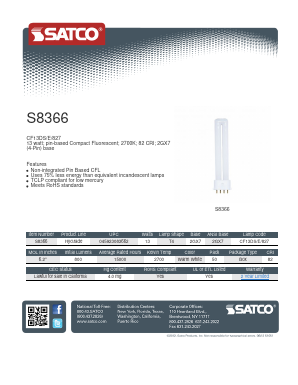 S8366 Datasheet PDF Satco Products, Inc.