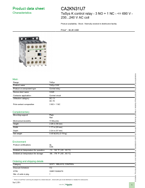 CA2KN31U7 Datasheet PDF Schneider Electric