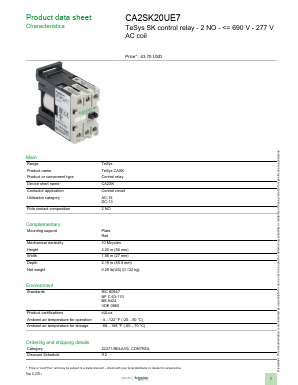 CA2SK20UE7 Datasheet PDF Schneider Electric