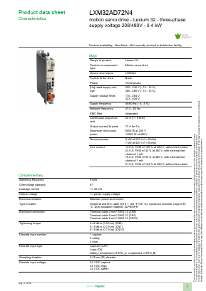 LXM32AD72N4 Datasheet PDF Schneider Electric
