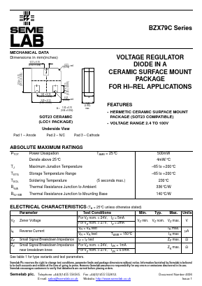 BZX79C75 Datasheet PDF Semelab - > TT Electronics plc 
