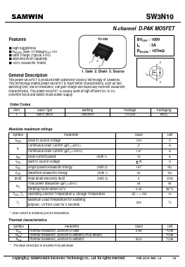SW3N10 Datasheet PDF Xian Semipower Electronic Technology Co., Ltd.