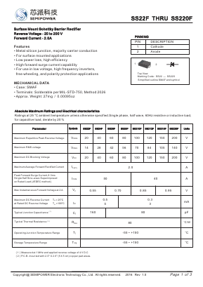 SS220F Datasheet PDF Xian Semipower Electronic Technology Co., Ltd.