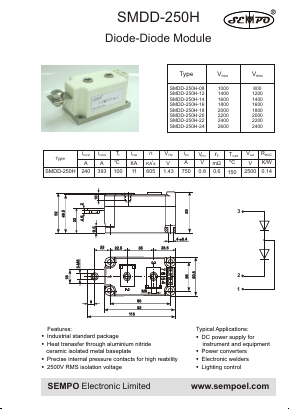 SMDD-250H-16 Datasheet PDF SEMPO ELECTRONIC Limited