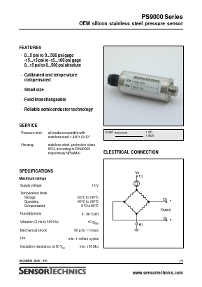 PS9050VR Datasheet PDF Sensortechnics GmbH