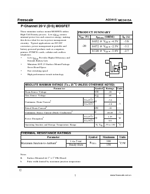 AO3415 Datasheet PDF SHENZHENFREESCALE
