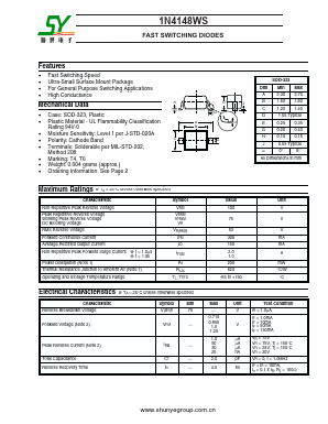 1N4148WS Datasheet PDF Shunye Enterprise