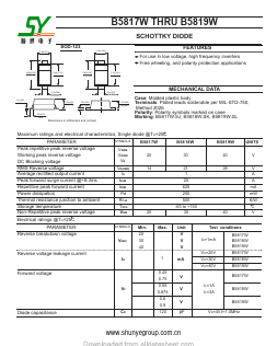 B5819W Datasheet PDF Shunye Enterprise