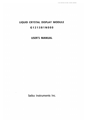G1213B1N000 Datasheet PDF Seiko Instruments Inc