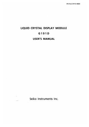 G191DB1P000 Datasheet PDF Seiko Instruments Inc