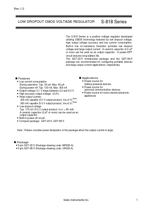 S-818A20AMC-BGA-T2 Datasheet PDF Seiko Instruments Inc