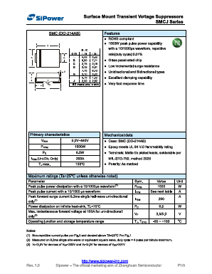 SMCJ180A Datasheet PDF SiPower Inc.