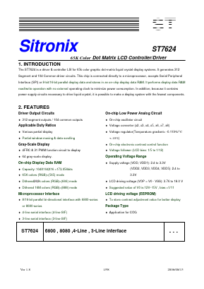 ST7624 Datasheet PDF Sitronix Technology Co., Ltd.