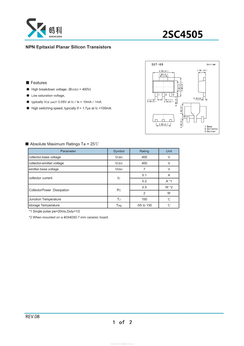 2SC4505P Datasheet PDF SHIKE Electronics