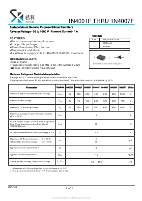 1N4007F Datasheet PDF SHIKE Electronics