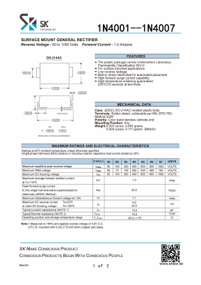 1N4001 Datasheet PDF SHIKE Electronics