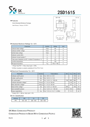 2SD1615 Datasheet PDF SHIKE Electronics