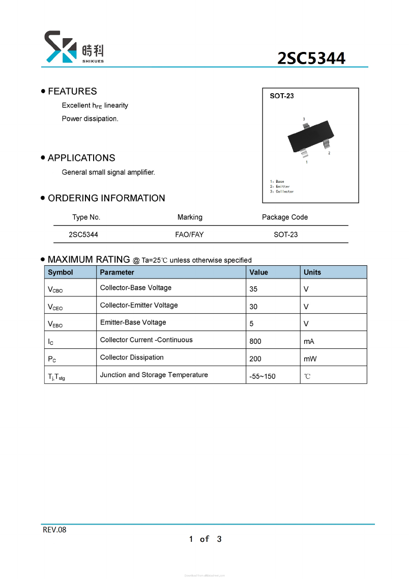 2SC5344 Datasheet PDF SHIKE Electronics