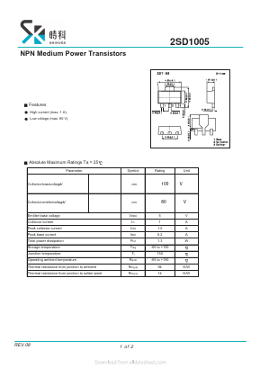 2SD1005 Datasheet PDF SHIKE Electronics