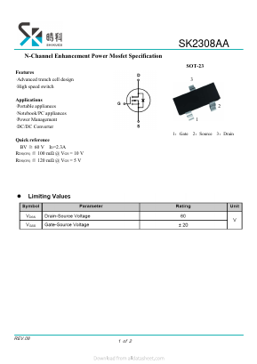 SK2308AA Datasheet PDF SHIKE Electronics