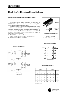 SL74HCT139 Datasheet PDF System Logic Semiconductor
