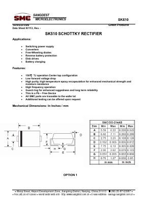 SK510 Datasheet PDF Sangdest Microelectronic (Nanjing) Co., Ltd