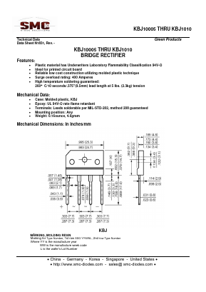 KBJ10005 Datasheet PDF Sangdest Microelectronic (Nanjing) Co., Ltd