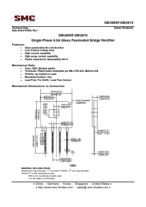 GBU804 Datasheet PDF Sangdest Microelectronic (Nanjing) Co., Ltd