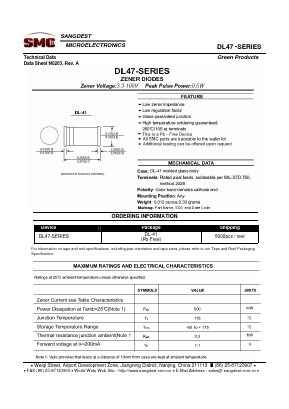DL4741A Datasheet PDF Sangdest Microelectronic (Nanjing) Co., Ltd