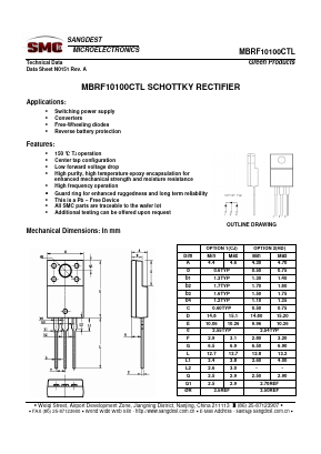 MBRF10100CTL Datasheet PDF Sangdest Microelectronic (Nanjing) Co., Ltd