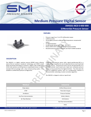 SM4331-BCE-S-005-000 Datasheet PDF Silicon Microstructures, Inc.