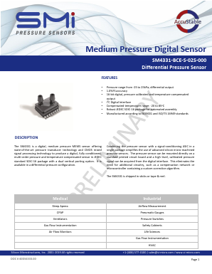 SM4331-BCE-S-025-000 Datasheet PDF Silicon Microstructures, Inc.