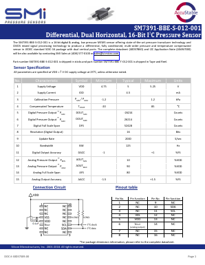 SM7391-BBE-S-012-001 Datasheet PDF Silicon Microstructures, Inc.
