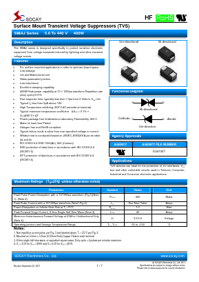 SMAJ10 Datasheet PDF Socay Electornics Co., Ltd.