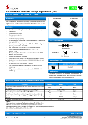 P4SMA18CA Datasheet PDF Socay Electornics Co., Ltd.