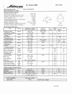 SD11428 Datasheet PDF Solitron Devices Inc.